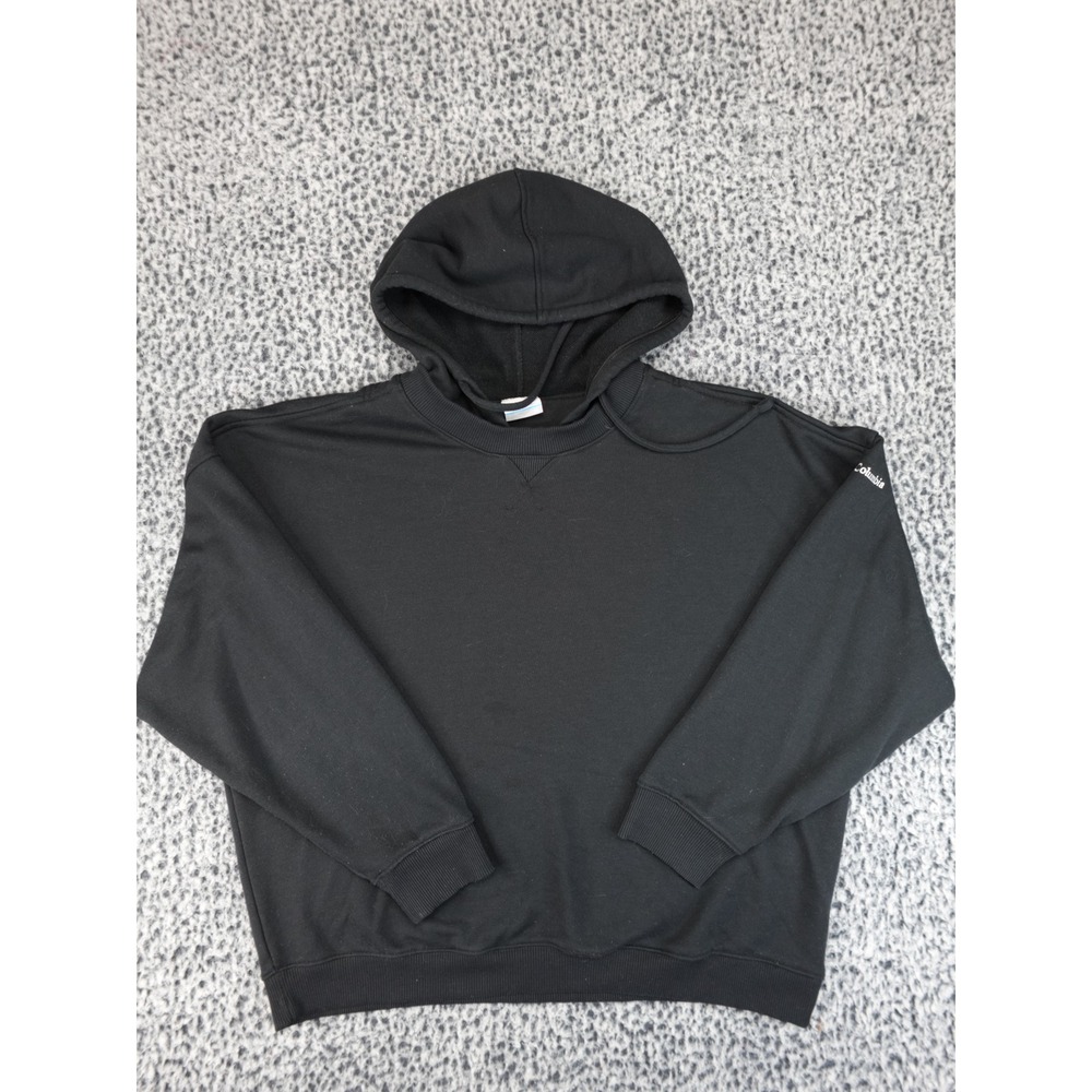 Columbia Hoodie Womens‎ XL Black Pullover Sweatshirt Logo AL0921 Relaxed Fit